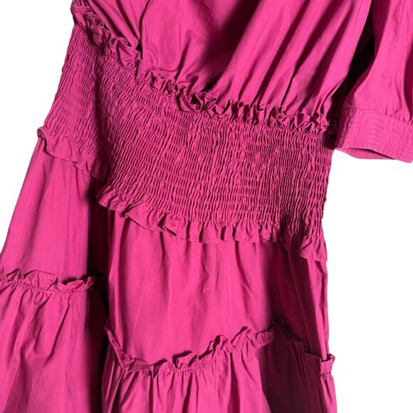 En Saison Celia Pink One Shoulder Puff Sleeve Smocked Mini Dress Size Medium - Picture 6 of 11